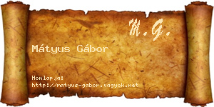Mátyus Gábor névjegykártya